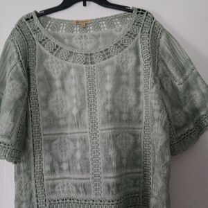 Democracy Light Green Lace Blouse